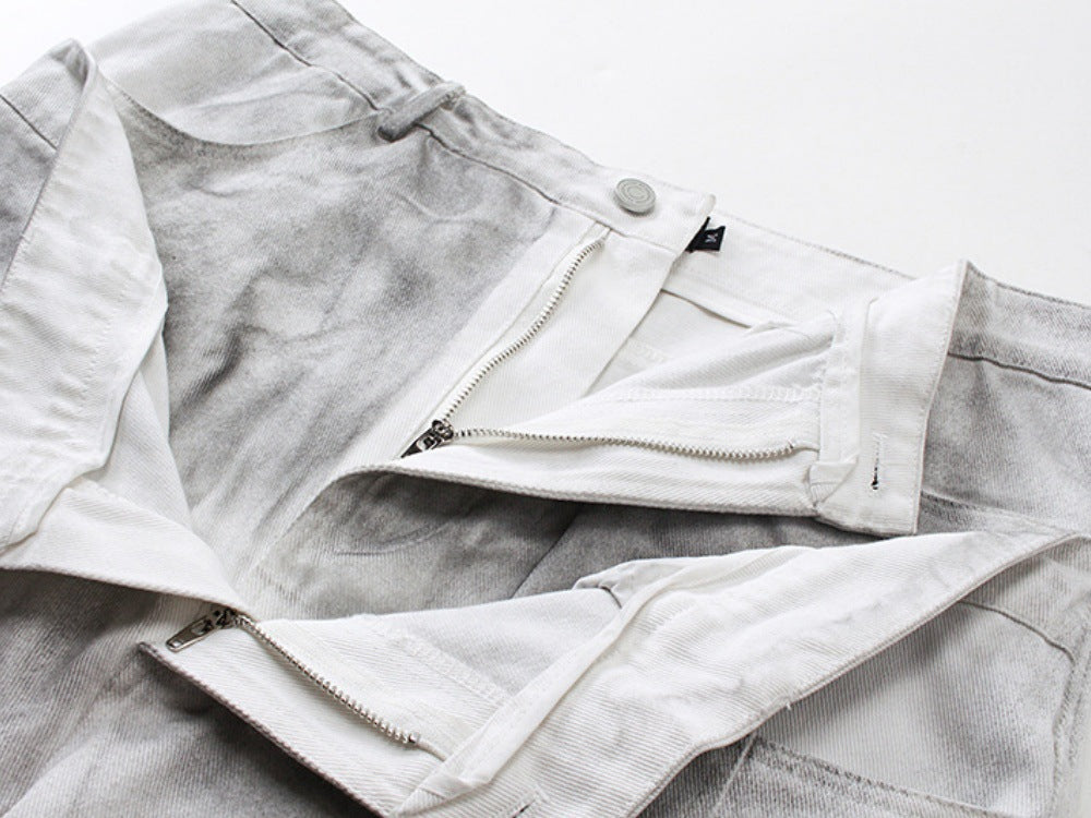 DAXUEN High-waisted wide-leg cargo pants with acid-wash effect