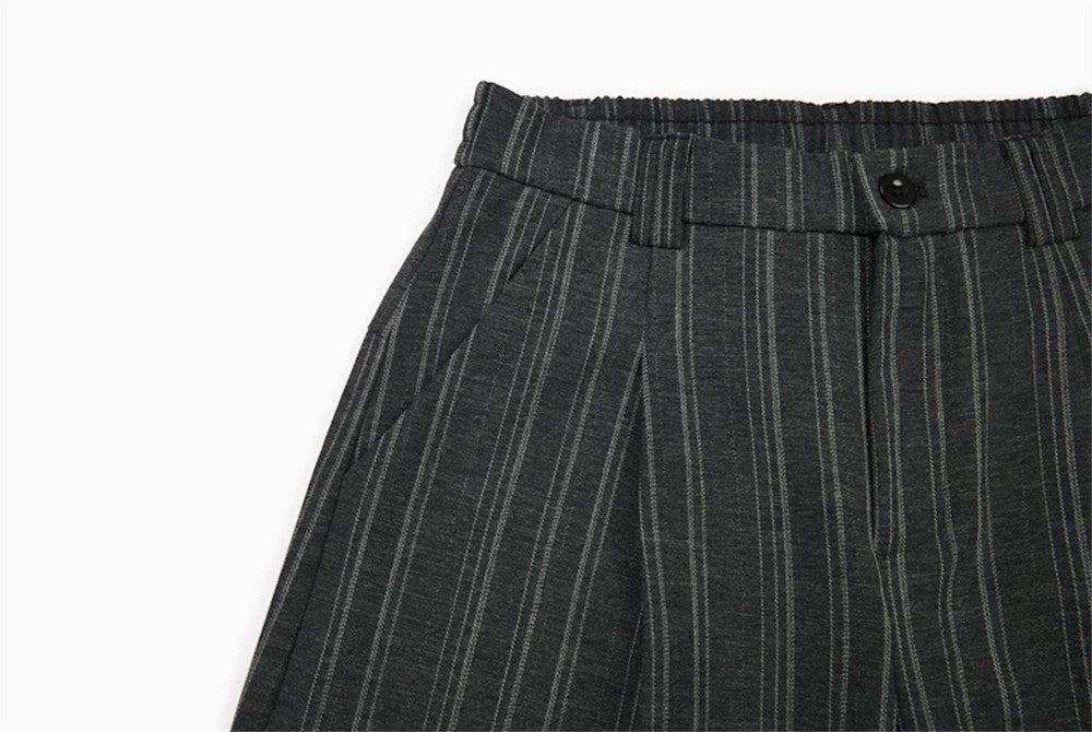 DAXUEN Wide-leg trousers in dark charcoal grey with pinstripes