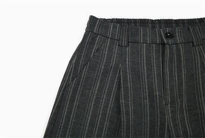 DAXUEN Wide-leg trousers in dark charcoal grey with pinstripes