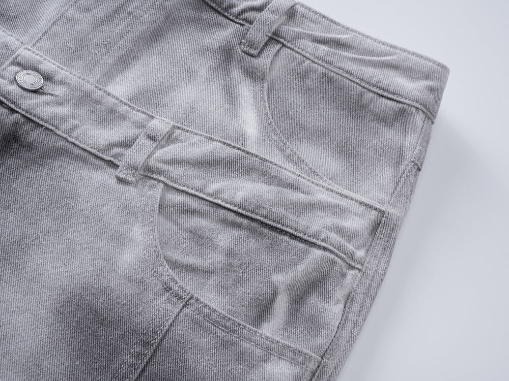 DAXUEN High-waisted wide-leg cargo pants with acid-wash effect