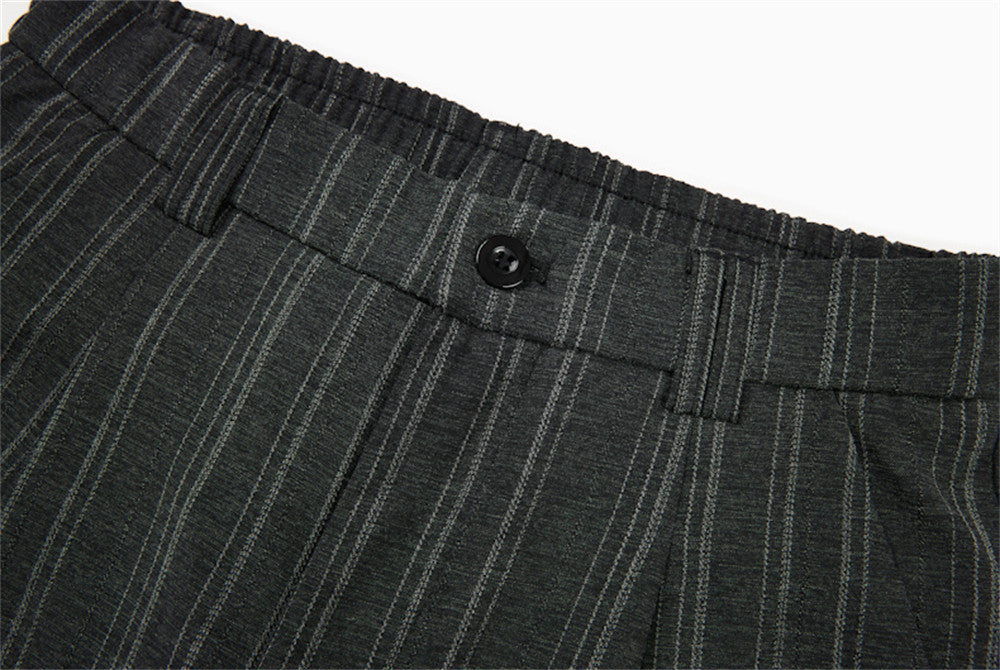 DAXUEN Wide-leg trousers in dark charcoal grey with pinstripes