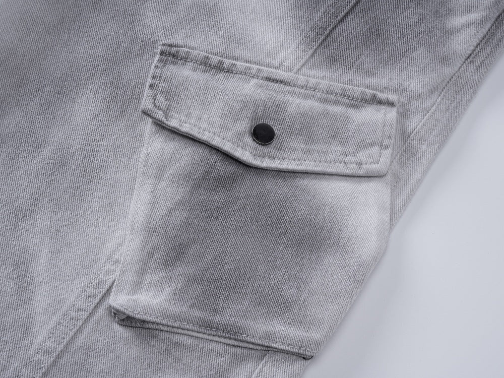 DAXUEN High-waisted wide-leg cargo pants with acid-wash effect