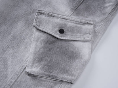 DAXUEN High-waisted wide-leg cargo pants with acid-wash effect