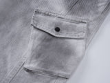 DAXUEN High-waisted wide-leg cargo pants with acid-wash effect