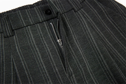 DAXUEN Wide-leg trousers in dark charcoal grey with pinstripes