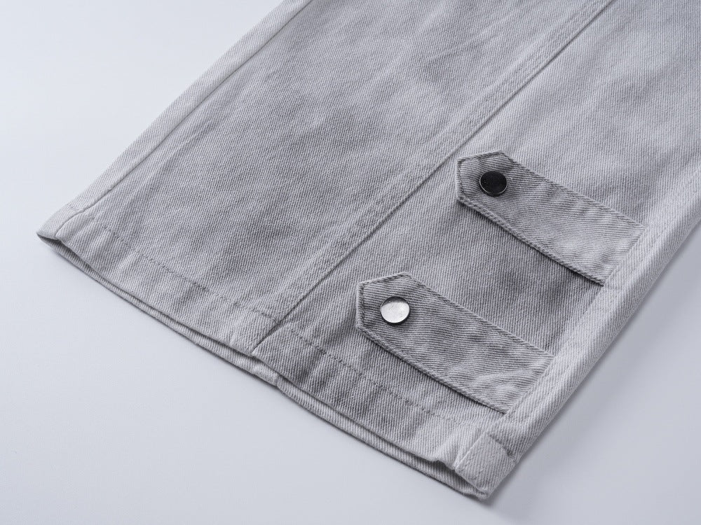 DAXUEN High-waisted wide-leg cargo pants with acid-wash effect