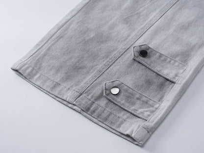 DAXUEN High-waisted wide-leg cargo pants with acid-wash effect