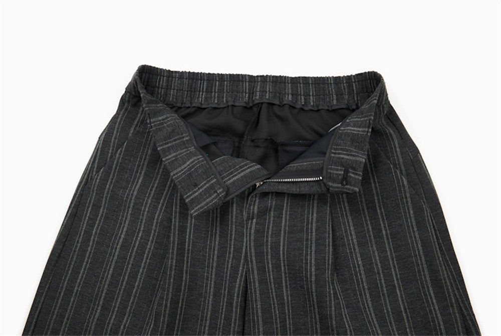 DAXUEN Wide-leg trousers in dark charcoal grey with pinstripes