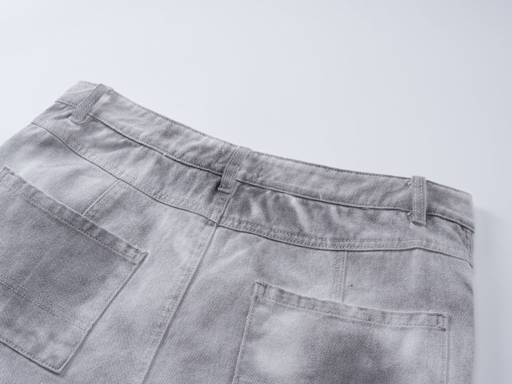 DAXUEN High-waisted wide-leg cargo pants with acid-wash effect