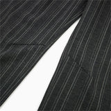 DAXUEN Wide-leg trousers in dark charcoal grey with pinstripes