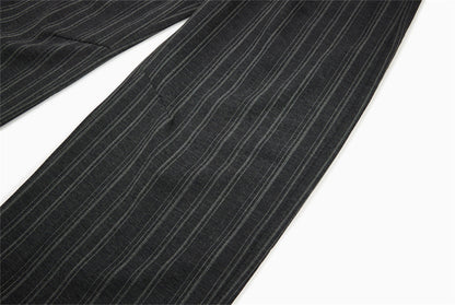 DAXUEN Wide-leg trousers in dark charcoal grey with pinstripes