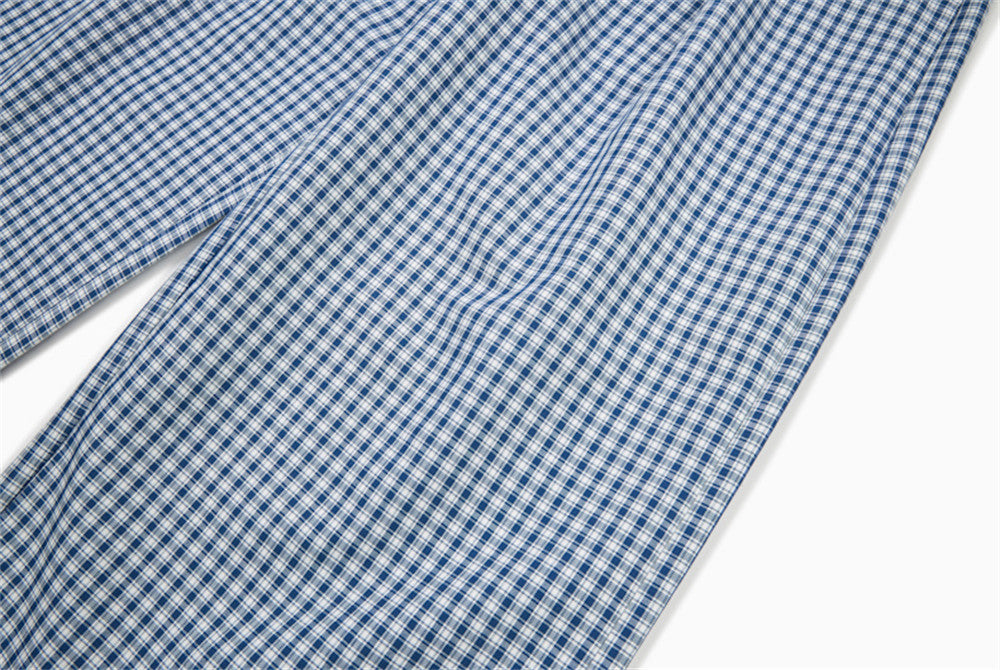 DAXUEN Blue and white wide-leg trousers with gingham pattern