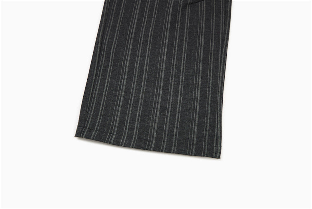 DAXUEN Wide-leg trousers in dark charcoal grey with pinstripes