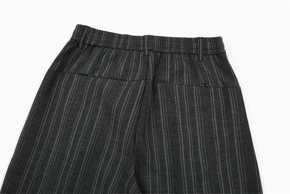 DAXUEN Wide-leg trousers in dark charcoal grey with pinstripes