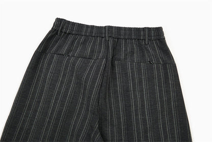 DAXUEN Wide-leg trousers in dark charcoal grey with pinstripes