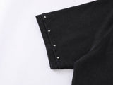 DAXUEN Oversized t-shirt with studded details and abstract logo