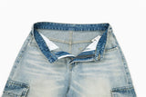 DAXUEN Men's wide-leg denim cargo shorts