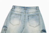 DAXUEN Men's wide-leg denim cargo shorts