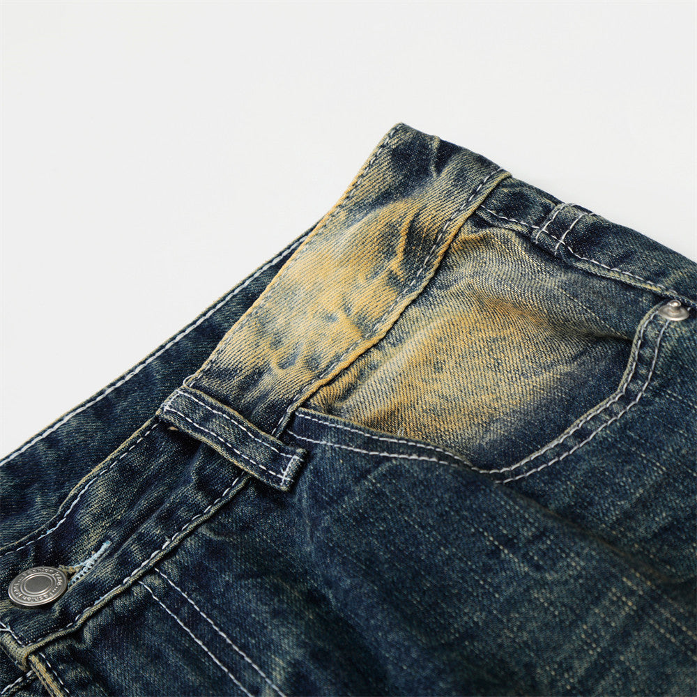 DAXUEN Wide-leg distressed denim jeans in light and dark washes