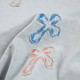 DAXUEN Distressed cross patch short-sleeved T-shirt