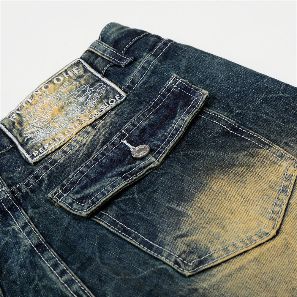 DAXUEN Wide-leg distressed denim jeans in light and dark washes