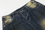 DAXUEN Wide-leg distressed denim jeans in light and dark washes
