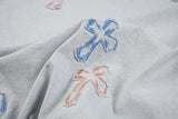 DAXUEN Distressed cross patch short-sleeved T-shirt