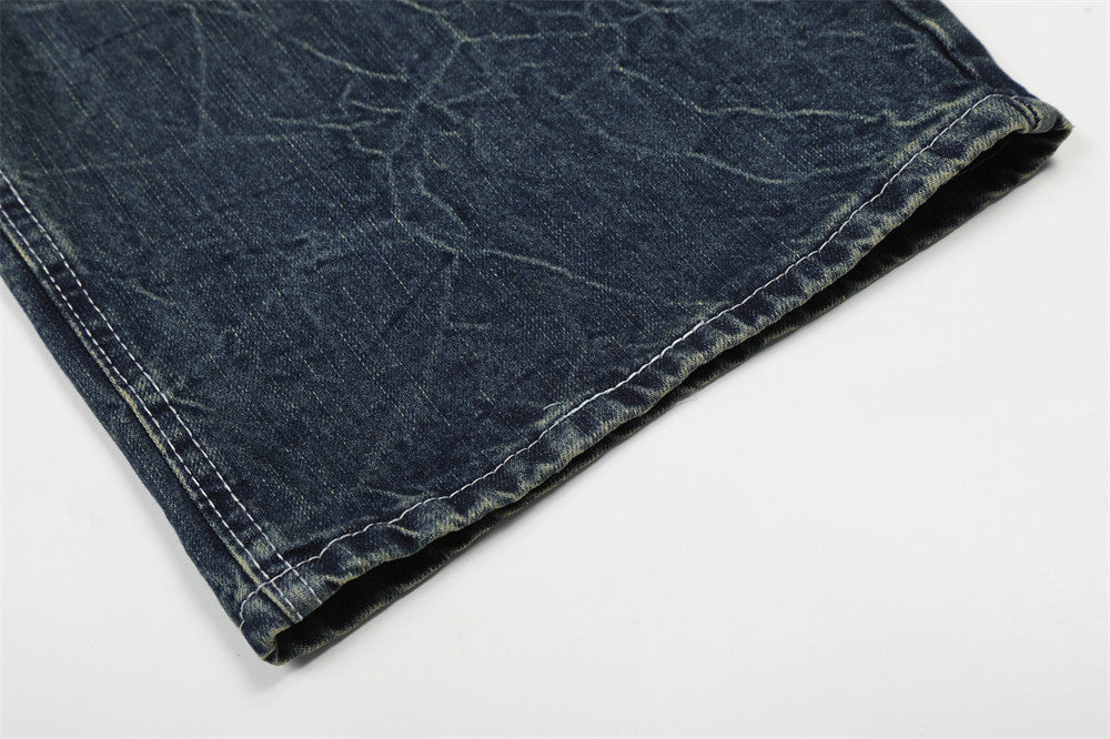 DAXUEN Wide-leg distressed denim jeans in light and dark washes