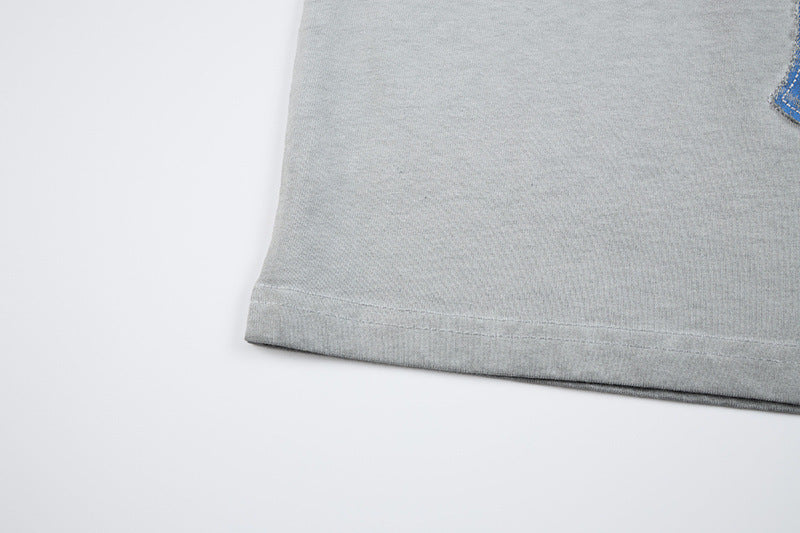 DAXUEN Distressed cross patch short-sleeved T-shirt
