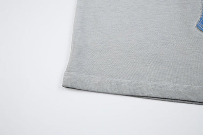 DAXUEN Distressed cross patch short-sleeved T-shirt