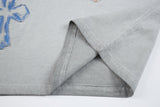 DAXUEN Distressed cross patch short-sleeved T-shirt