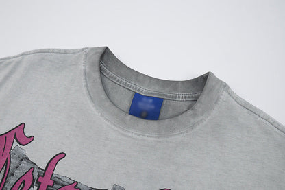 DAXUEN Distressed graphic short-sleeved T-shirt