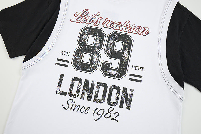 DAXUEN Faux-layered short-sleeved graphic t-shirt
