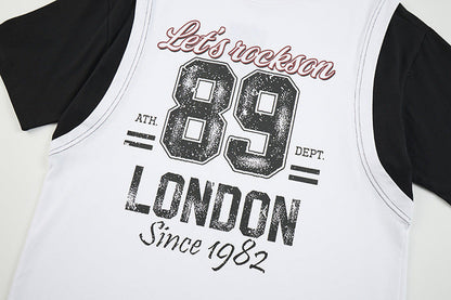 DAXUEN Faux-layered short-sleeved graphic t-shirt