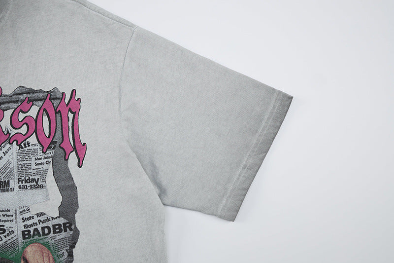 DAXUEN Distressed graphic short-sleeved T-shirt