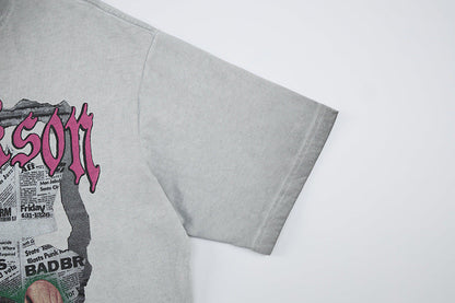 DAXUEN Distressed graphic short-sleeved T-shirt