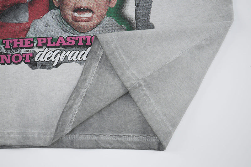 DAXUEN Distressed graphic short-sleeved T-shirt