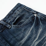 DAXUEN Distressed dark blue flared denim jeans