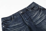 DAXUEN Distressed dark blue flared denim jeans
