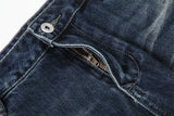 DAXUEN Distressed dark blue flared denim jeans