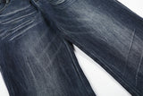DAXUEN Distressed dark blue flared denim jeans