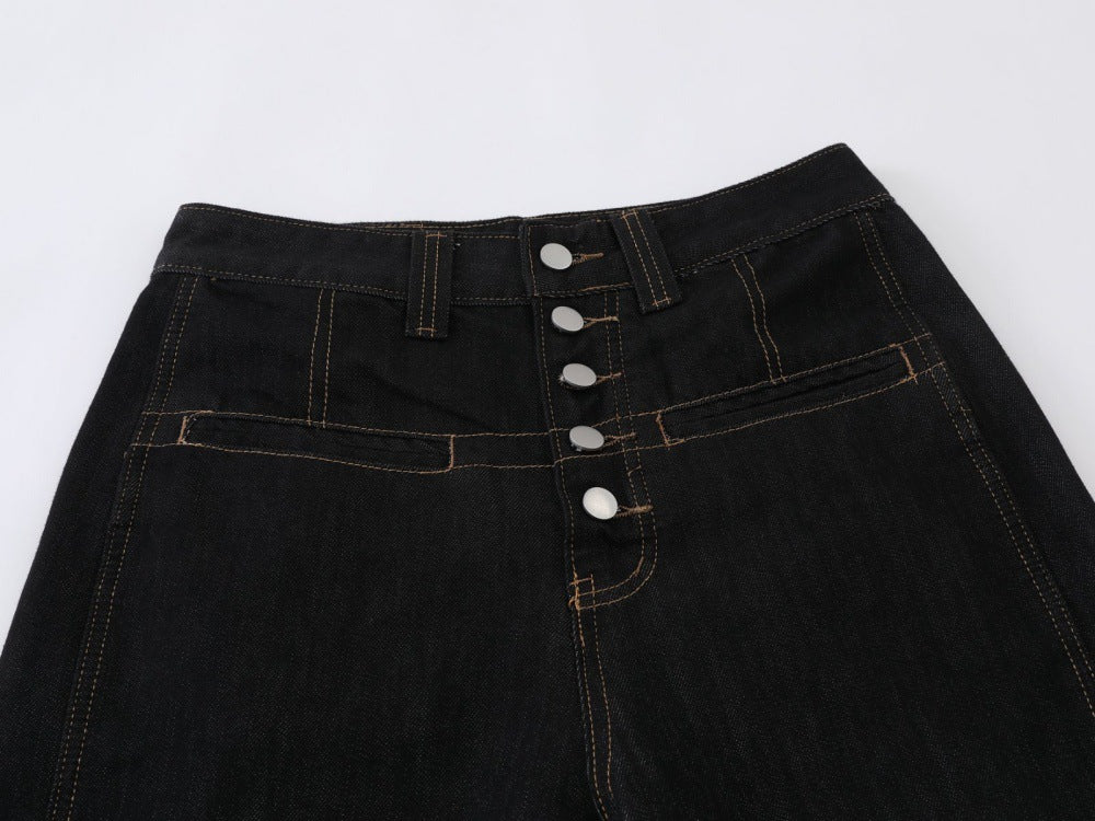 DAXUEN High-waisted wide-leg denim pants