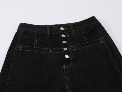 DAXUEN High-waisted wide-leg denim pants