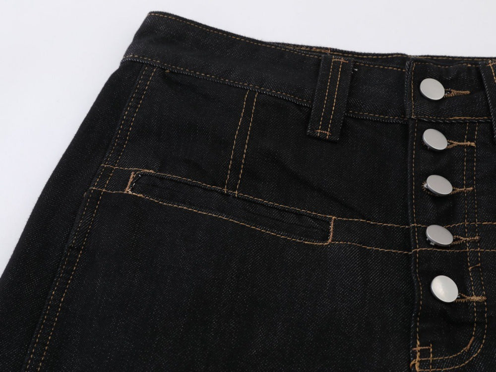 DAXUEN High-waisted wide-leg denim pants