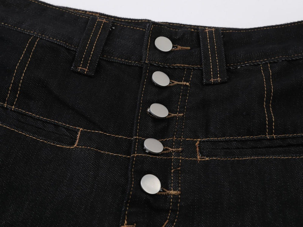 DAXUEN High-waisted wide-leg denim pants