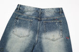 DAXUEN Men's wide-leg denim jeans with floral embroidery