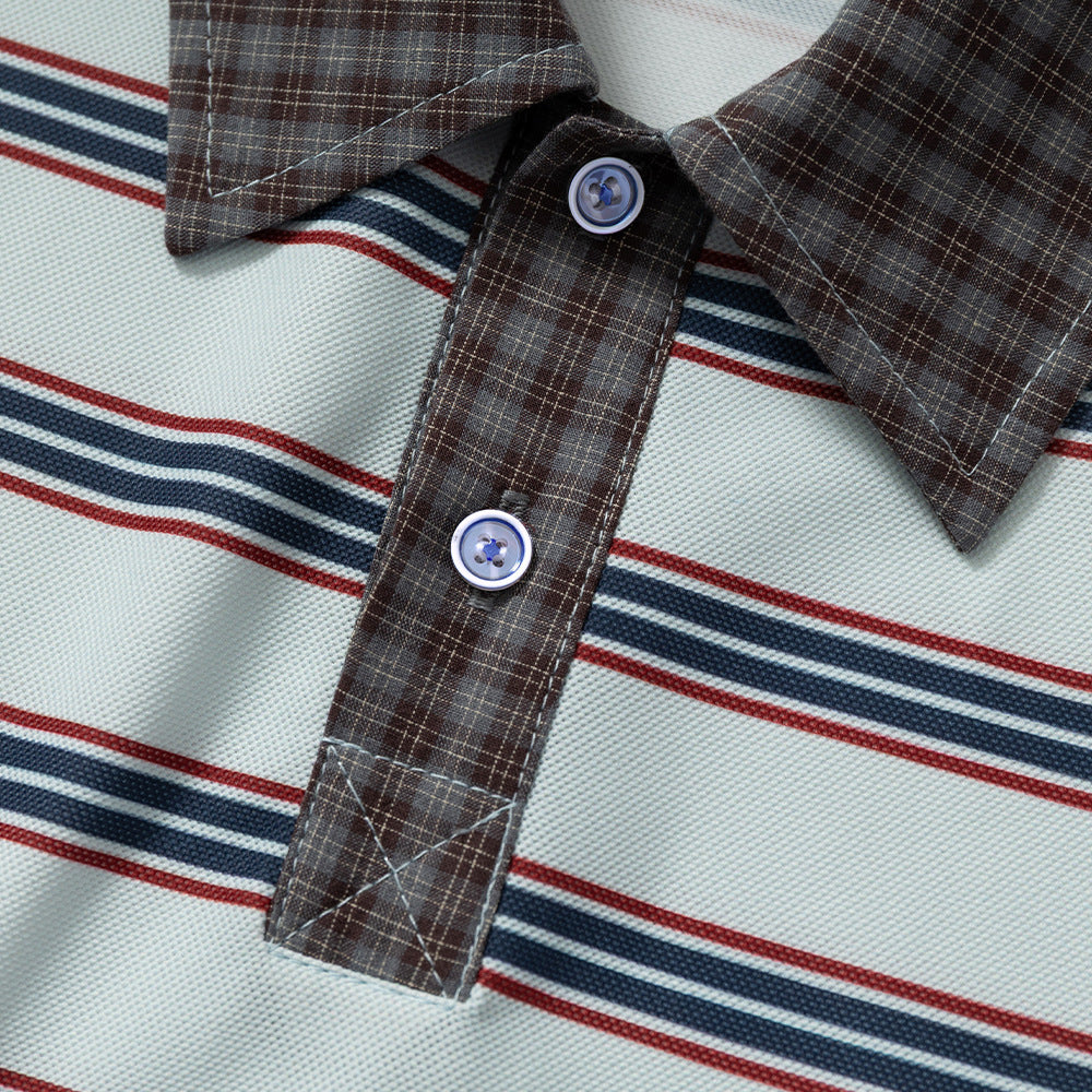 DAXUEN Retro striped short-sleeved polo shirt
