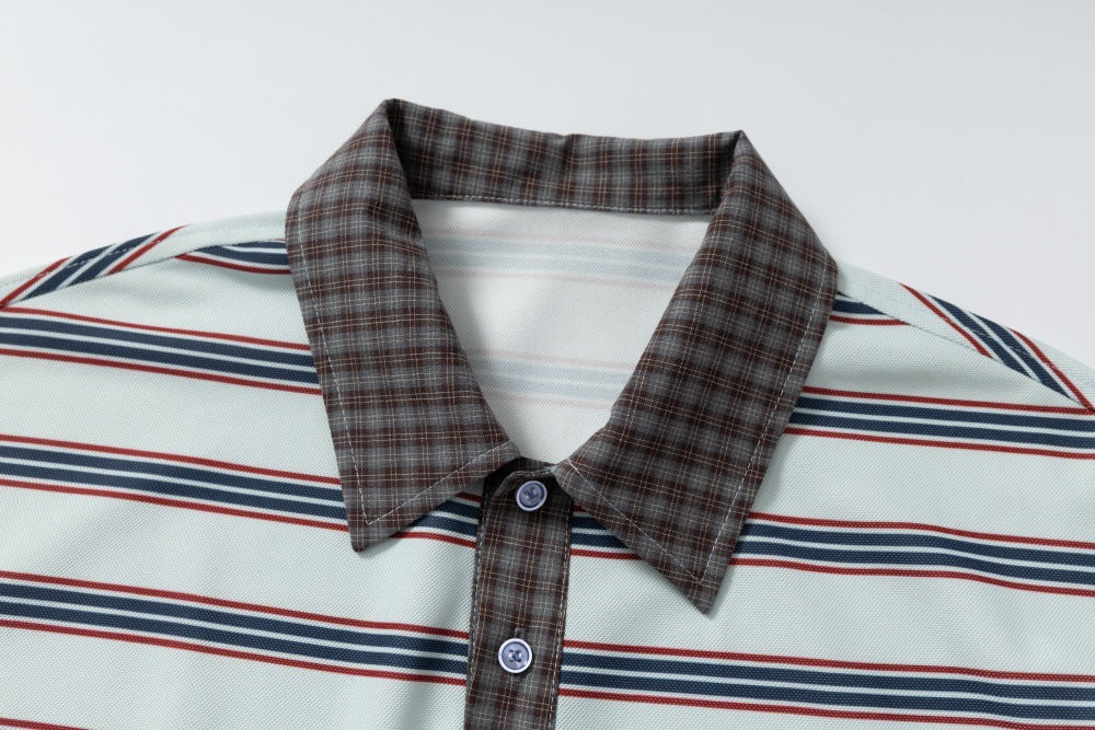 DAXUEN Retro striped short-sleeved polo shirt