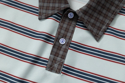 DAXUEN Retro striped short-sleeved polo shirt