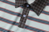 DAXUEN Retro striped short-sleeved polo shirt